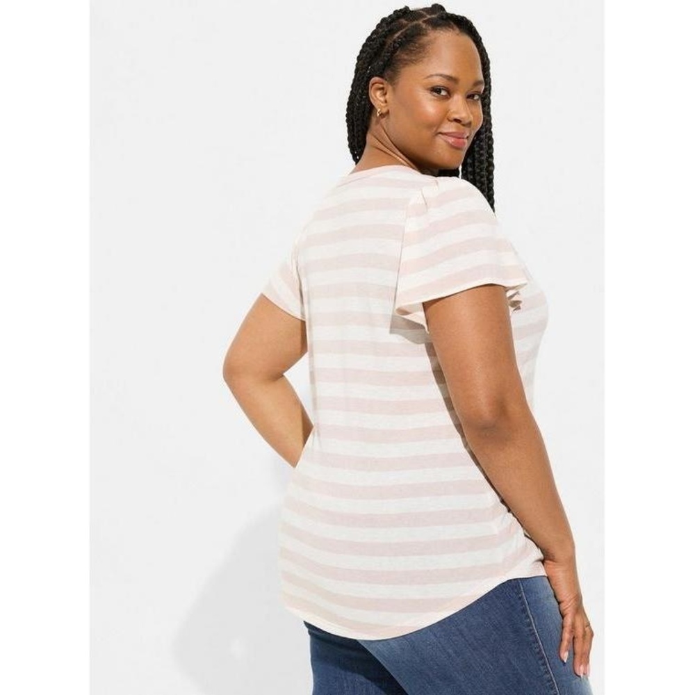 NWT Torrid Girlfriend Heritage Slub V-Neck Flutter Sleeve Tee‎ 3X - Picture 4 of 9